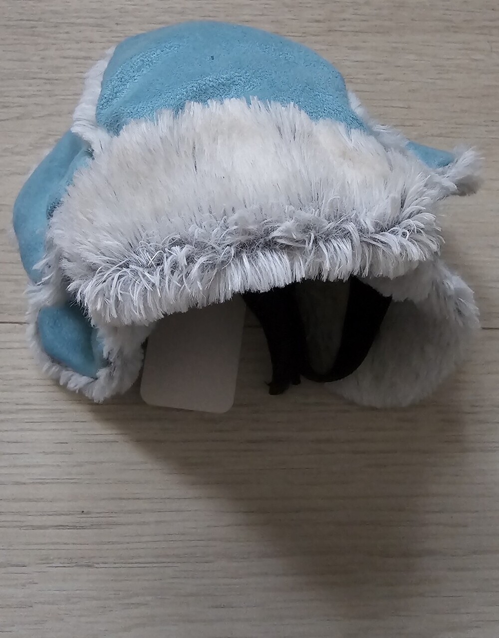 Turquoise Suede Dog Trapper Hat with Faux Fur Lining - SizeXS/S
